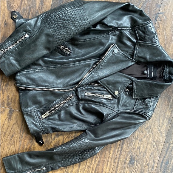 Lucky Brand Black Leather Jacket - Picture 3 of 8